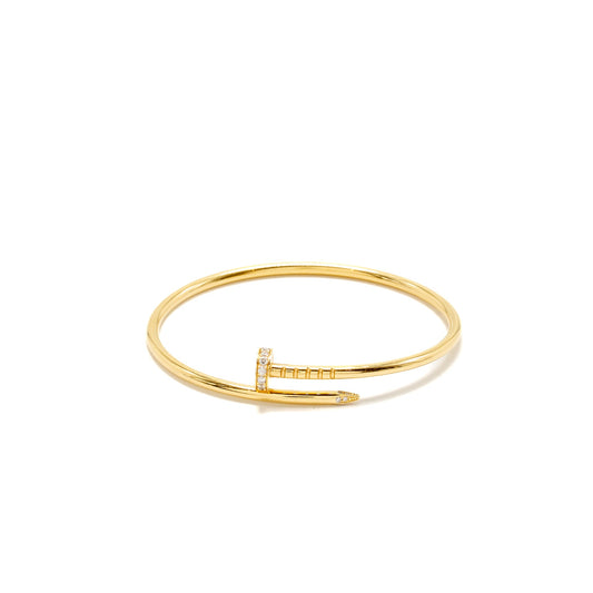 Cartier Size 15 Juste un Clou Bracelet, Small Model, Yellow Gold/Diamonds
