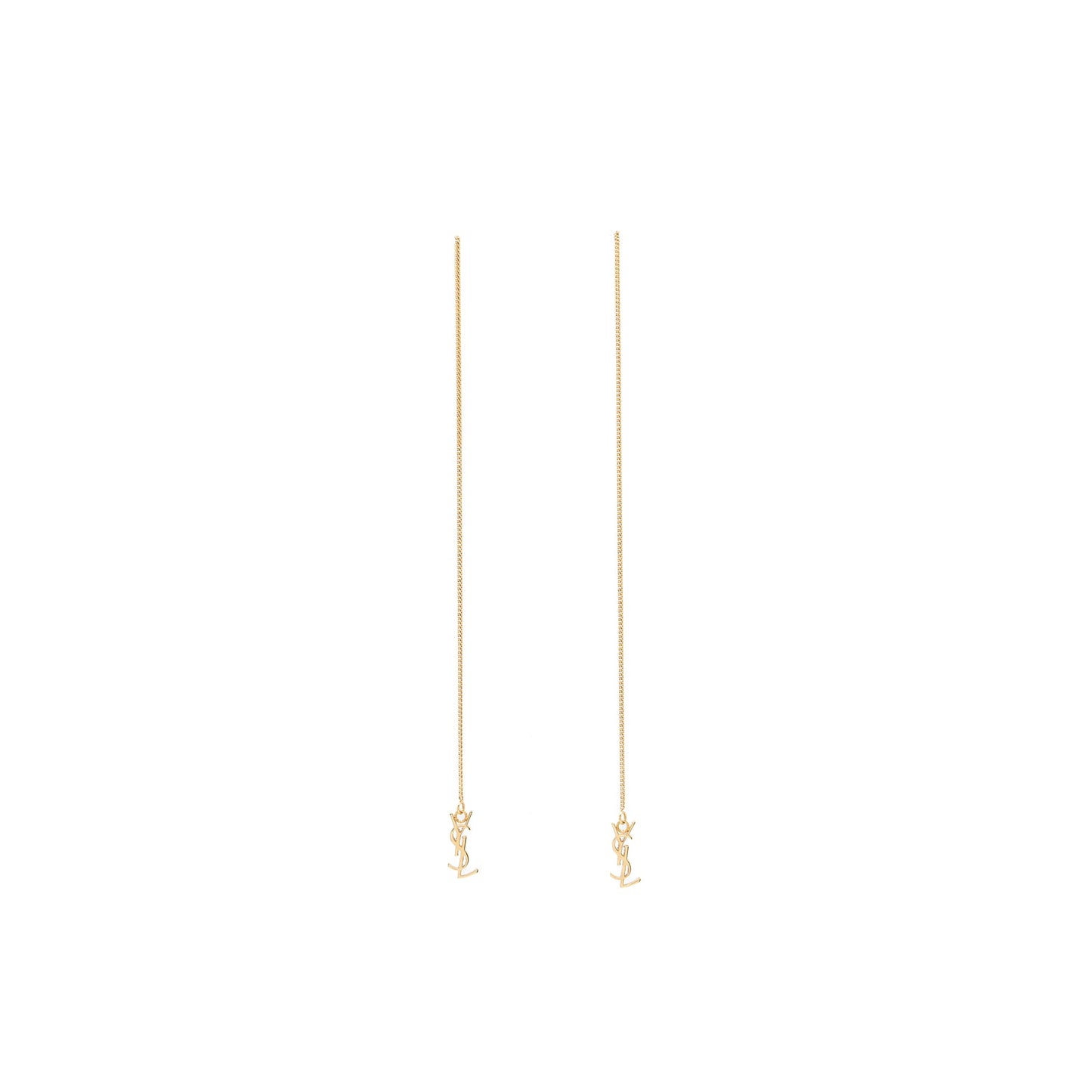 Saint Laurent/YSL Logo Dropped Earrings Gold Tone