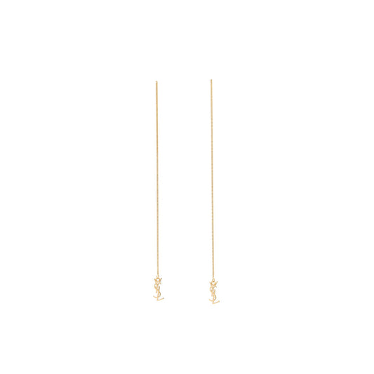 Saint Laurent/YSL Logo Dropped Earrings Gold Tone