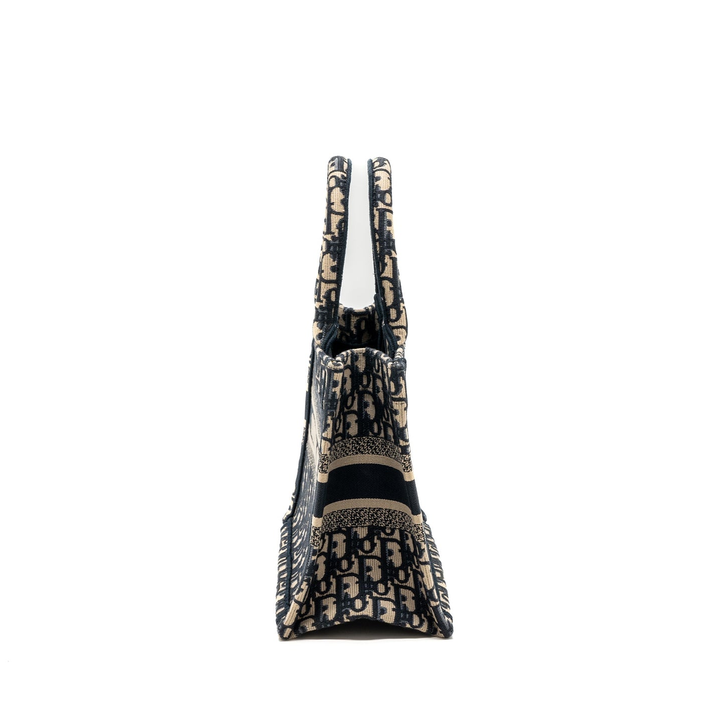 Luxury Dior small book tote blue oblique jacquard embroidery