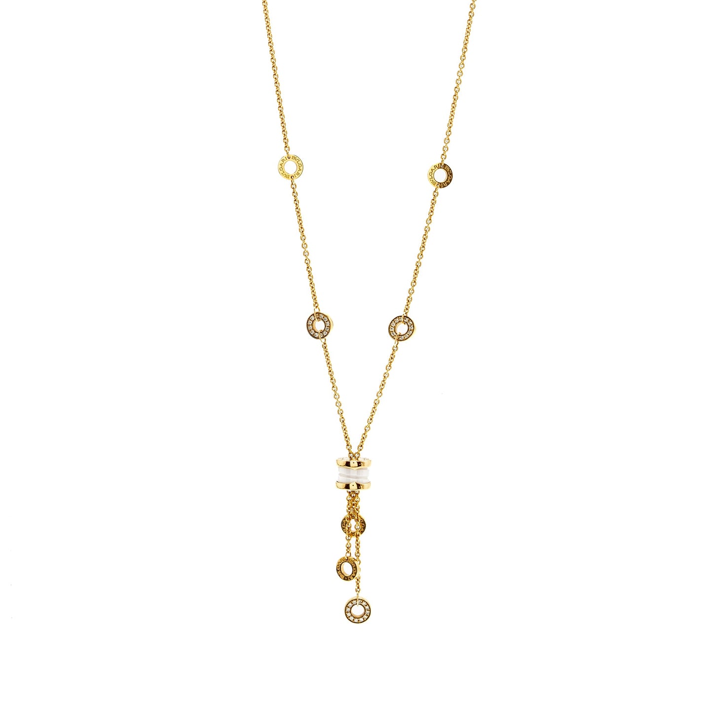 Bvlgari B.zero1 Necklace White Ceramic Rose Gold, Diamonds
