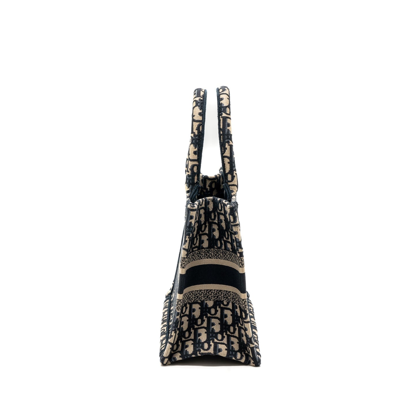 Luxury Dior small book tote blue oblique jacquard embroidery