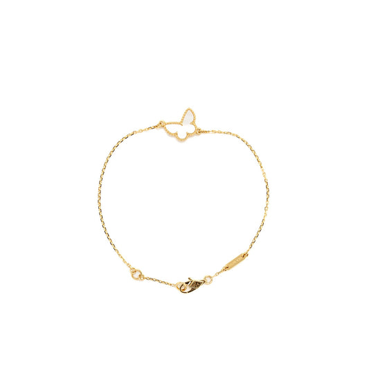 Van Cleef & Arpels Sweet Alhambra Butterfly Bracelet Mother of Pearl Yellow Gold