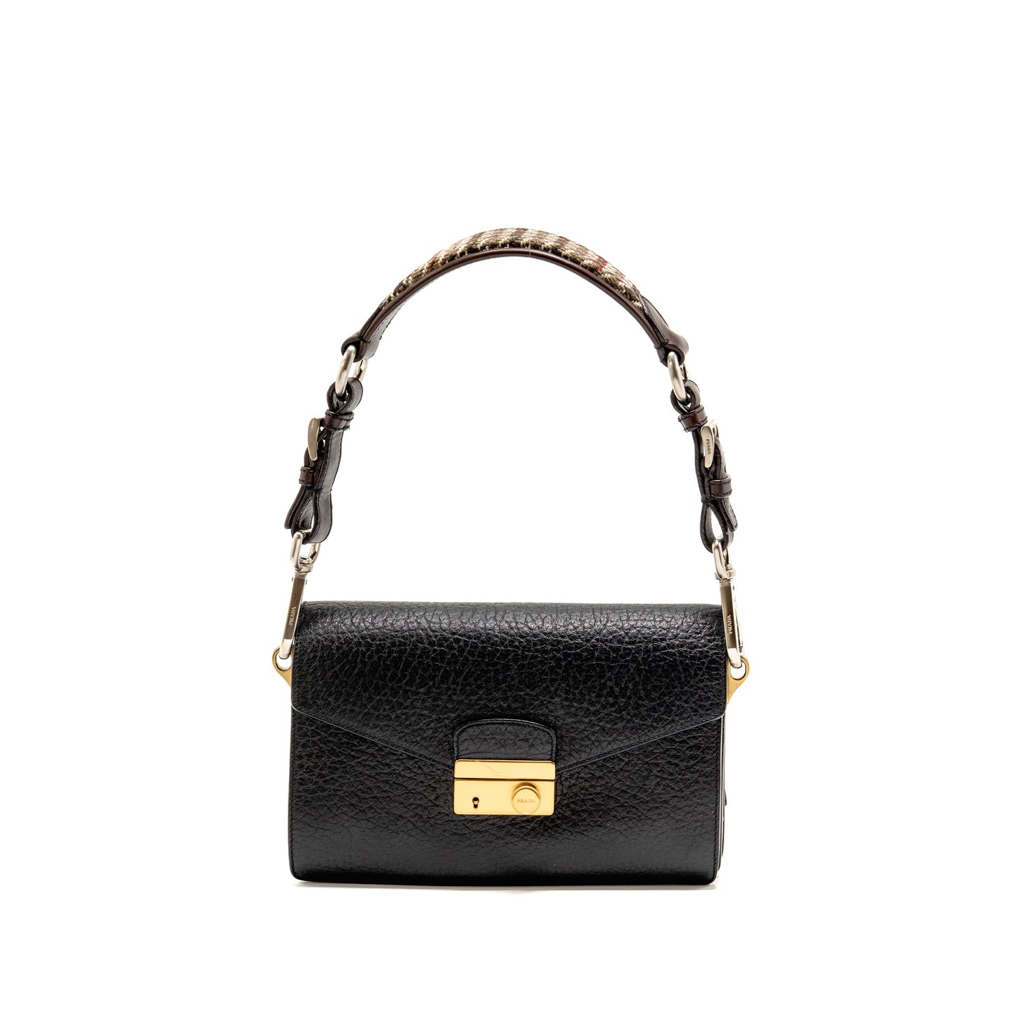 Prada Berlino Sound Bag Tweed/Calfskin Black/Brown/Green Multicolour Hardware