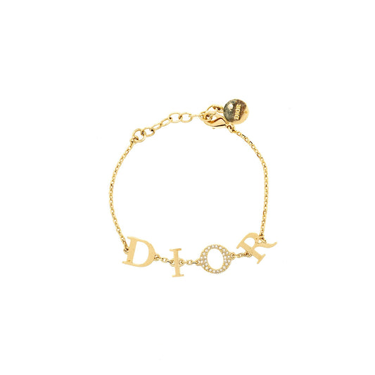 Luxury Dior Luxury Dior letter bracelet with crystal light gold tone