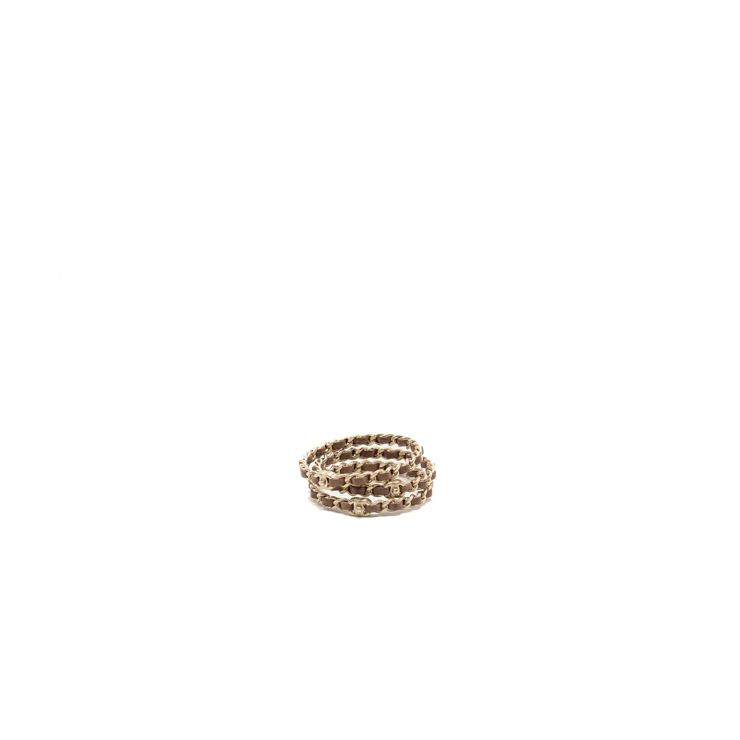 Chanel 3 Leather Chain/cc Logo Bracelet Dark Beige Brush GHW