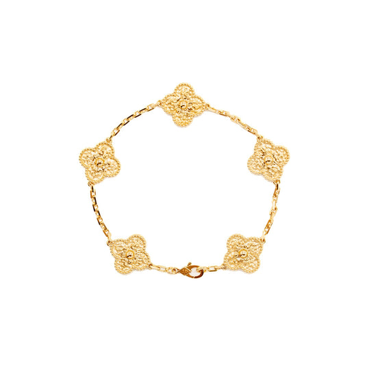 Van Cleef & Arpels Vintage Alhambra Bracelet 5 Motifs Yellow Gold