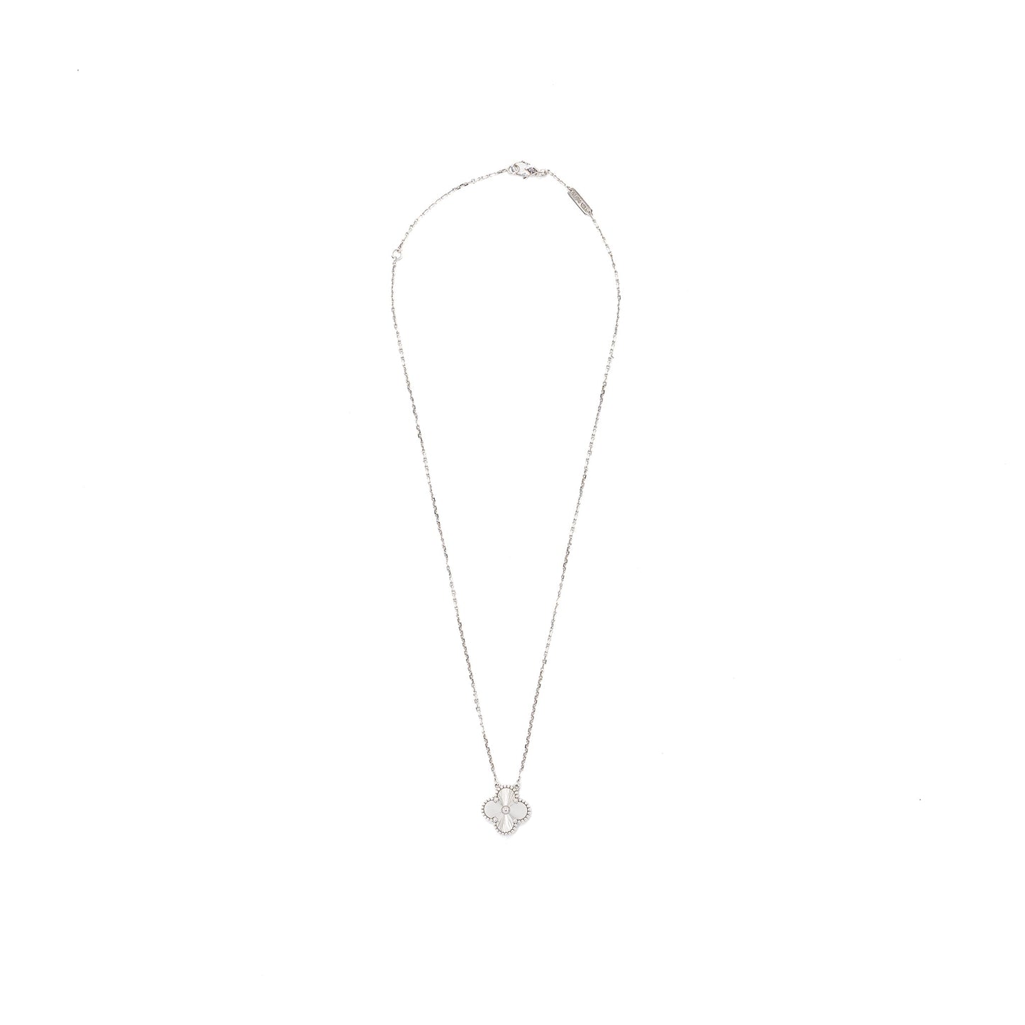 Van Cleef and arpels vintage Alhambra necklace 18K white gold