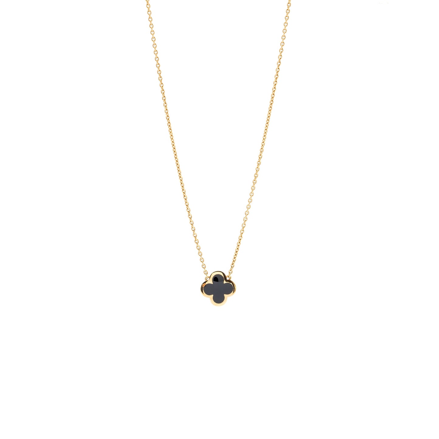 Van Cleef and Arpels Pure Alhambra Pendant Onyx Yellow Gold