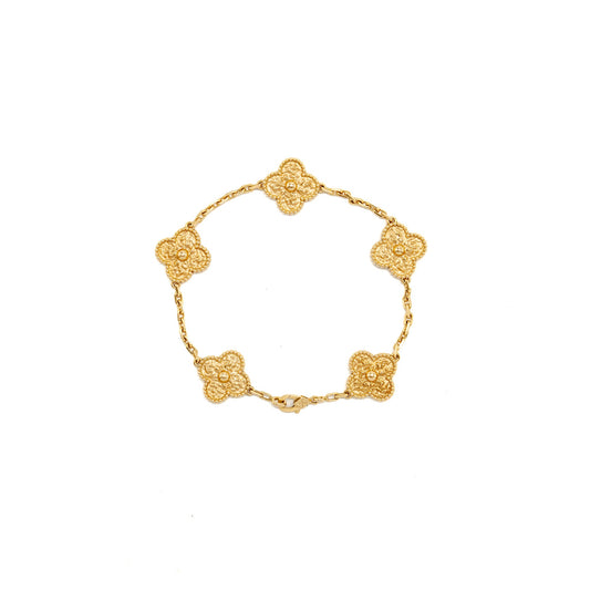 Van Cleef & Arpels Vintage Alhambra Bracelet 5 Motifs Yellow Gold