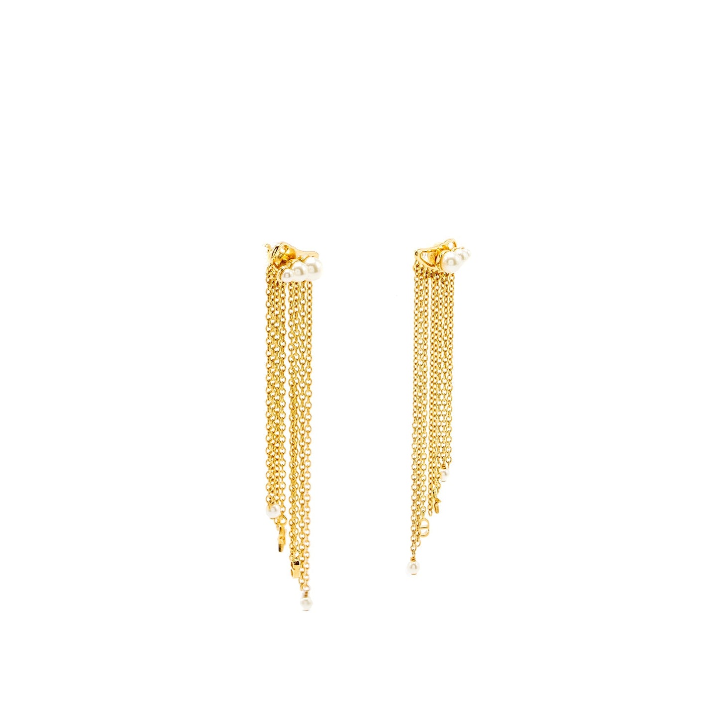 Luxury Dior CD Star Pearls Dropped Earrings Gold Tone