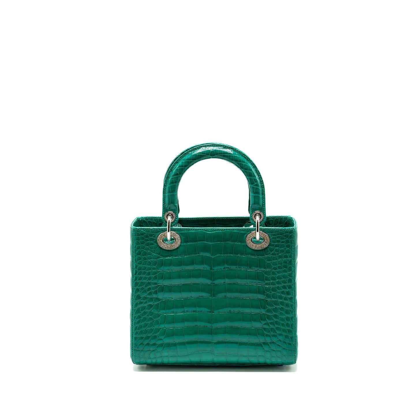 Luxury Dior medium lady Luxury Dior crocodile green SHW with crystal