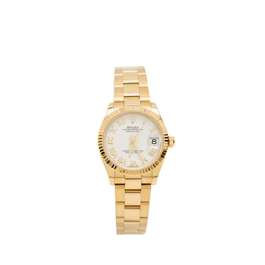 Rolex Datejust 31mm Oyster Perpetual White Dial Oyster Bracelet 18k Yellow Gold Model: 278278