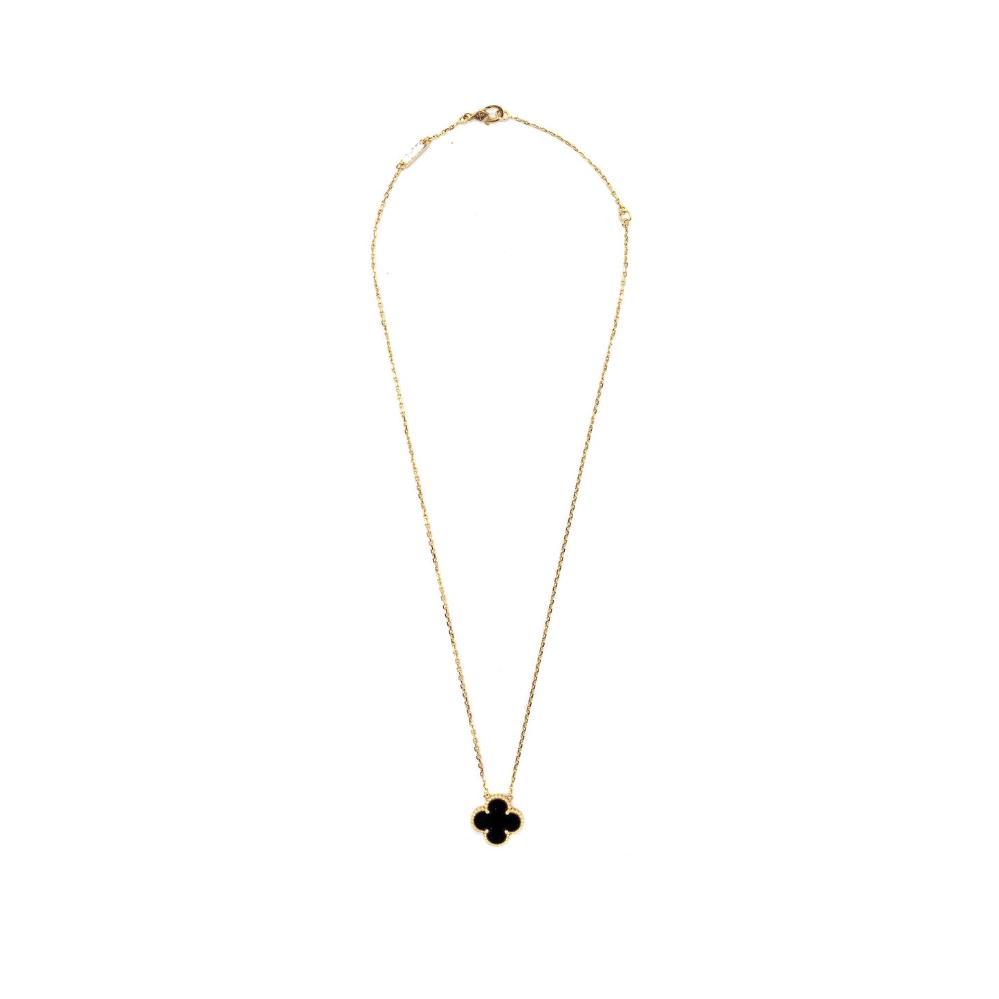 Van Cleef & Arpels Vintage Alhambra  Pendant Onyx Yellow Gold