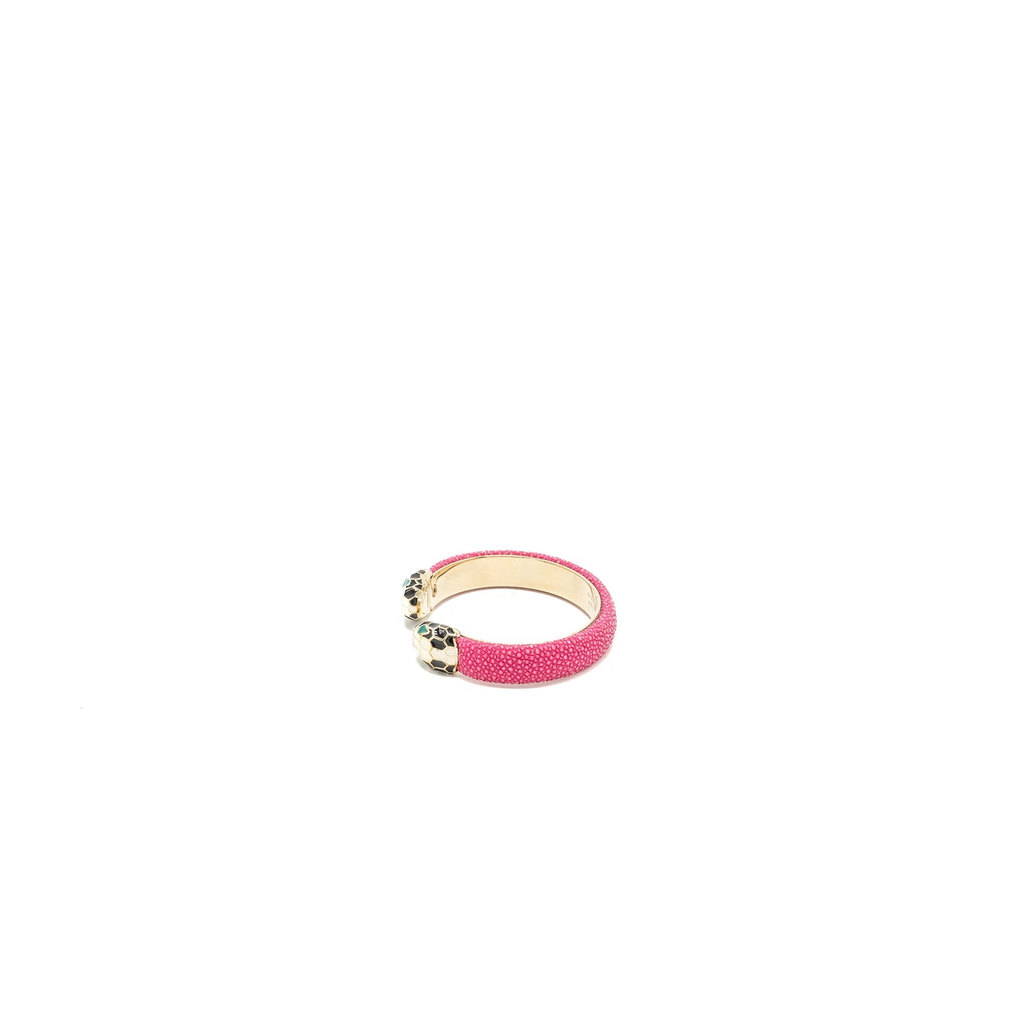 Bvlgari size medium Serpenti Forever Bracelet Pink/ Galuchat Light Gold Tone