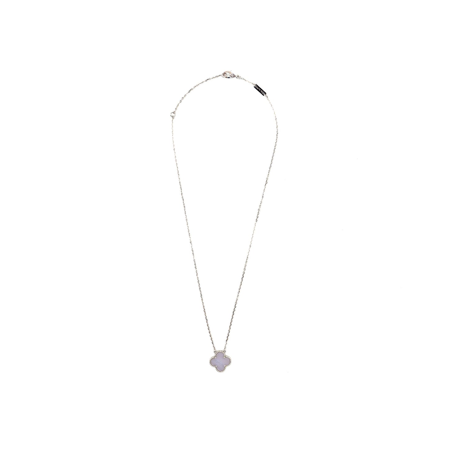 Van Cleef and arpels vintage Alhambra pendant 18k white gold / Chalcedony