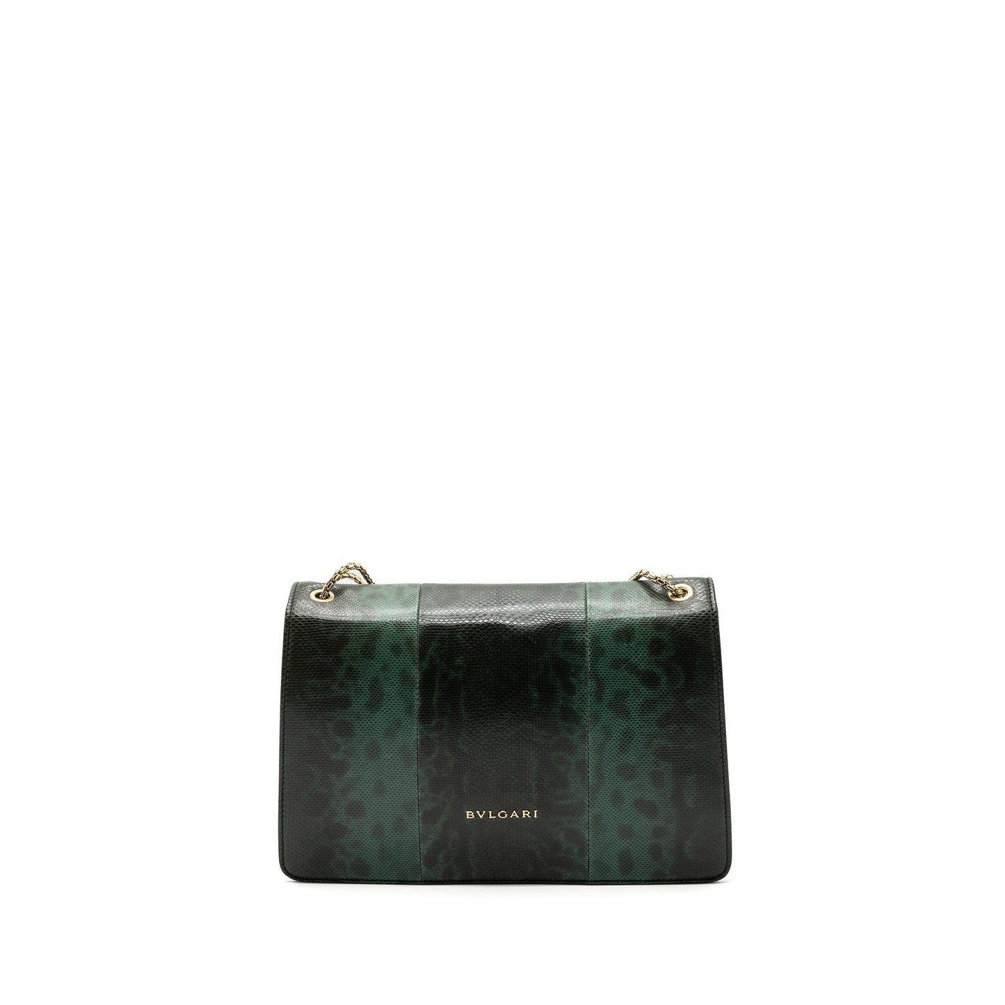 Bvlgari Serpenti Forever Flap Bag Shiny Karung Glacier Green LGHW