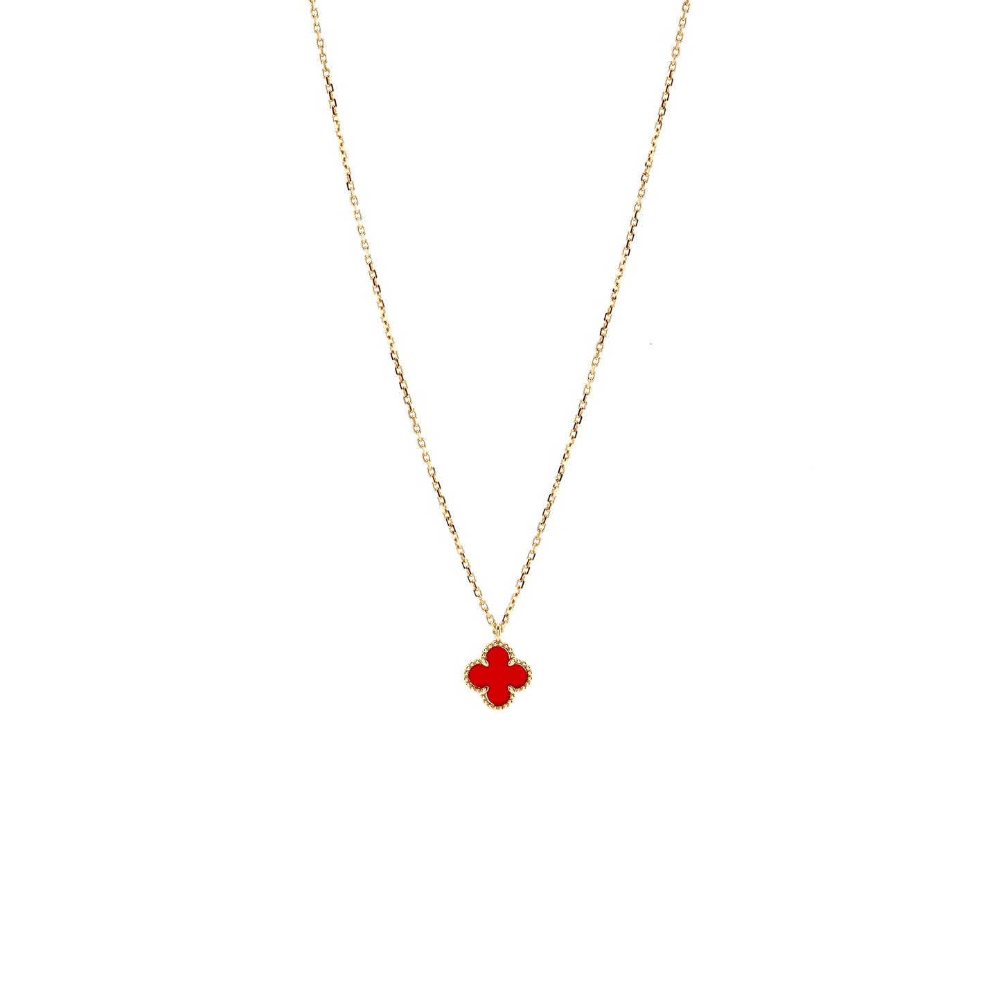 Van Cleef & Arpels Sweet Alhambra Pendant, Carnelian Rose Gold