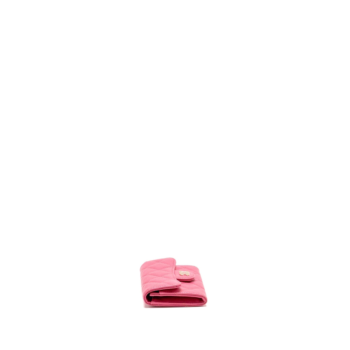 Chanel Classic flap card holder caviar pink GHW