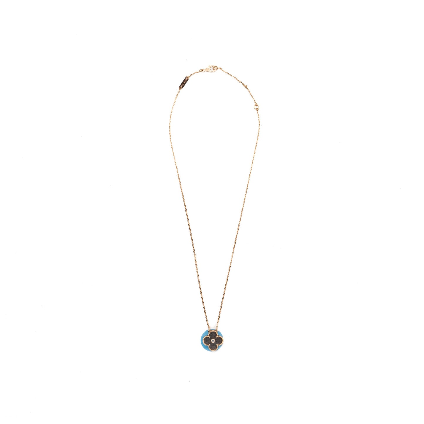Van Cleef & Arpels 2023 Alhambra Holiday Limited Pendant Silver Obsidian AU750 Rose Gold Diamond