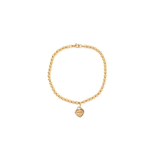Tiffany Size Large Heart Tag Bead Bracelet Rose Gold