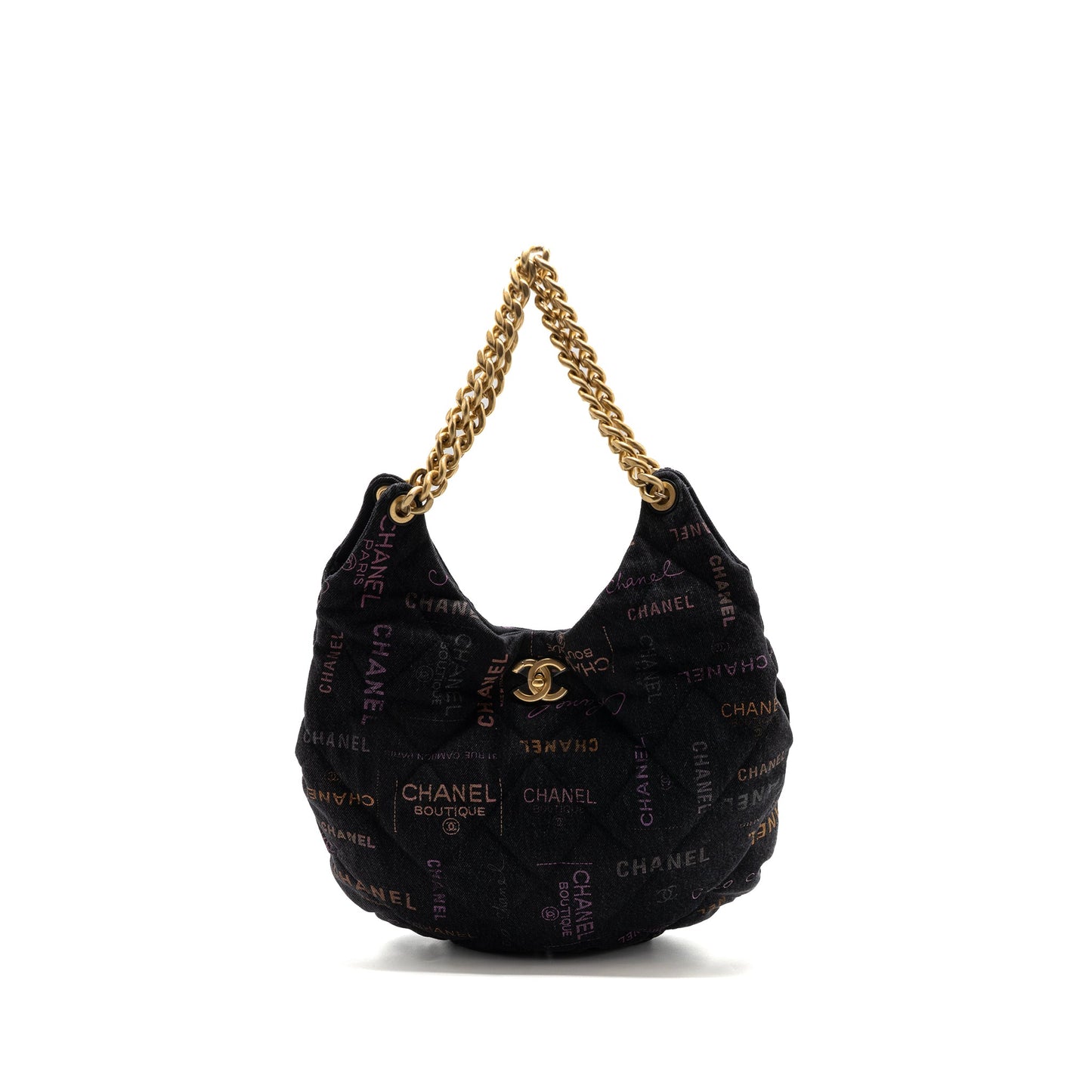 Chanel Denim Graffiti Shoulder bag black GHW (microchip)
