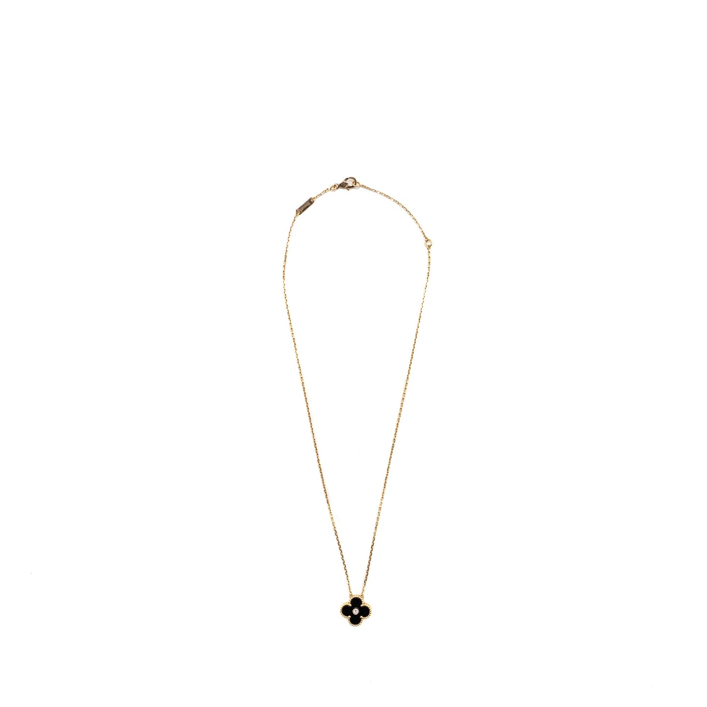 Van cleef & arpels vintage Alhambra pendant onyx Rose Gold diamond