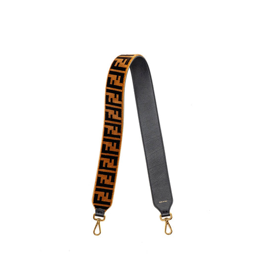 Fendi Strap You Textured-Effect Leather Shoulder Strap Brown GHW