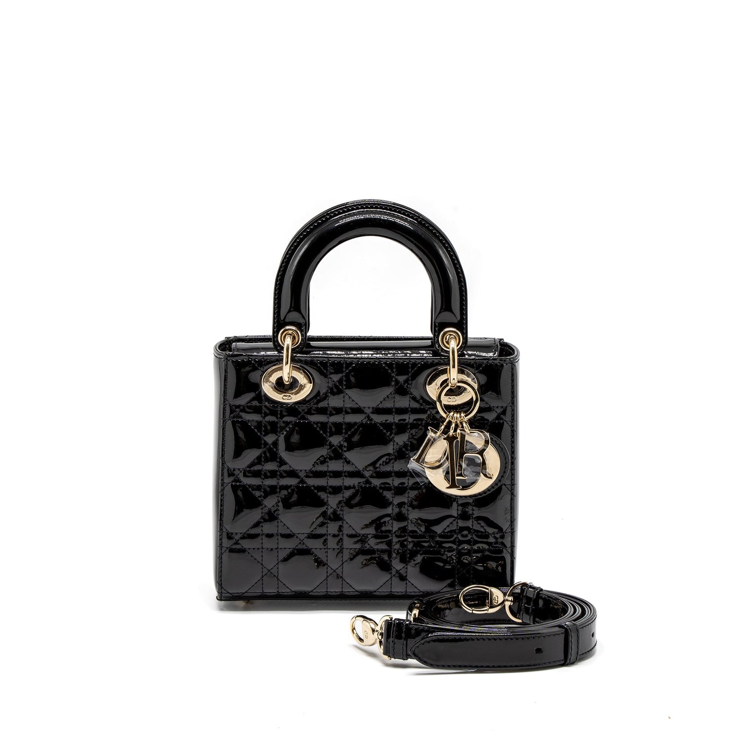 Luxury Dior Small Lady Luxury Dior Bag Patent Black LGHW