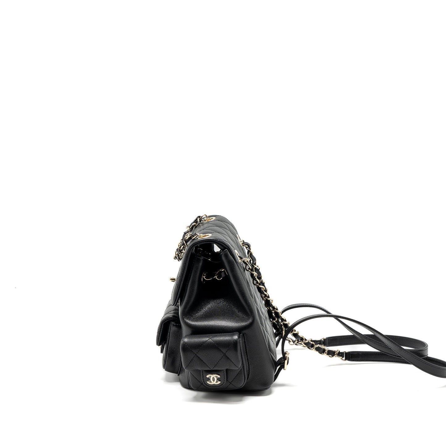 Chanel 23k triple pocket backpack caviar black LGHW (microchip)