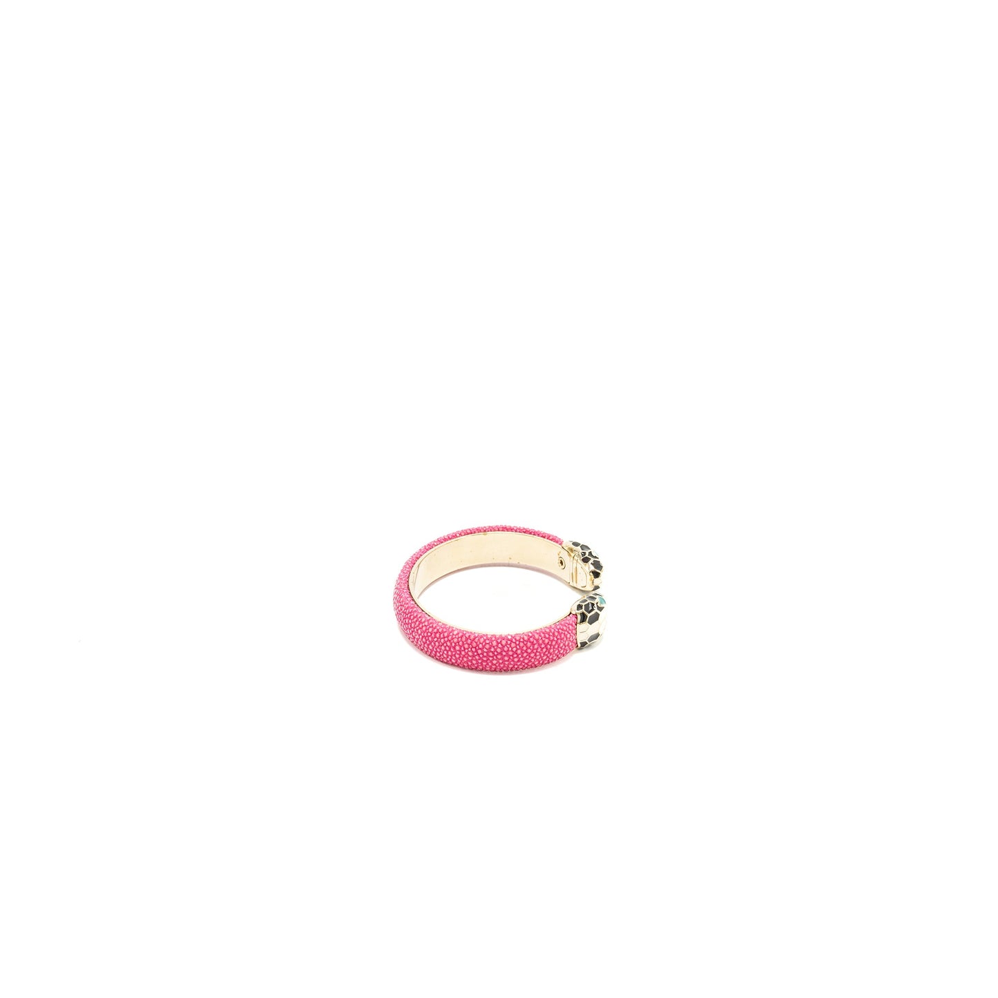 Bvlgari size medium Serpenti Forever Bracelet Pink/ Galuchat Light Gold Tone