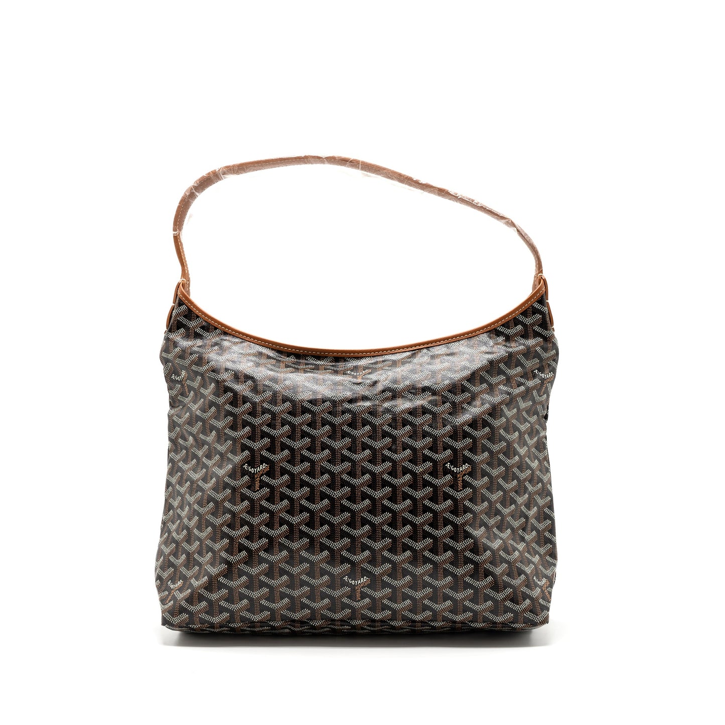 Goyard Boheme Hobo Bag Canvas/ Calfskin Black/ Tan SHW With Necessaire Bag Ecru