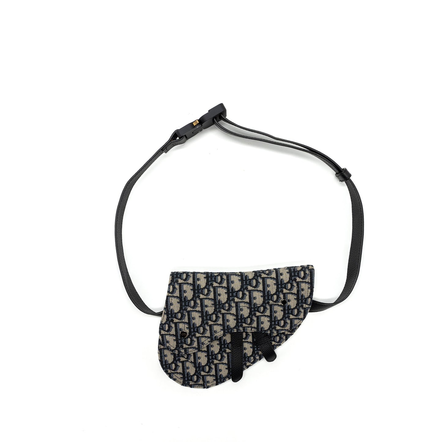 Luxury Dior saddle belt bag blue Luxury Dior oblique jacquard black hardware