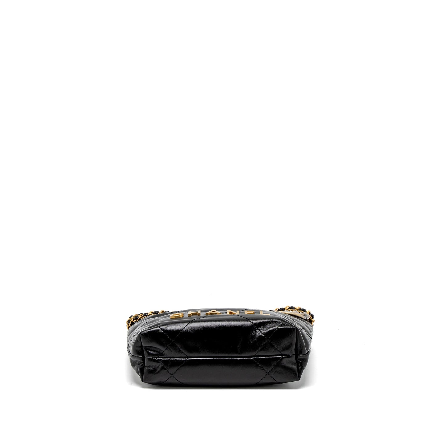 Chanel 23S Mini 22 Bag Shiny Calfskin Black Brushed GHW (Microchip)
