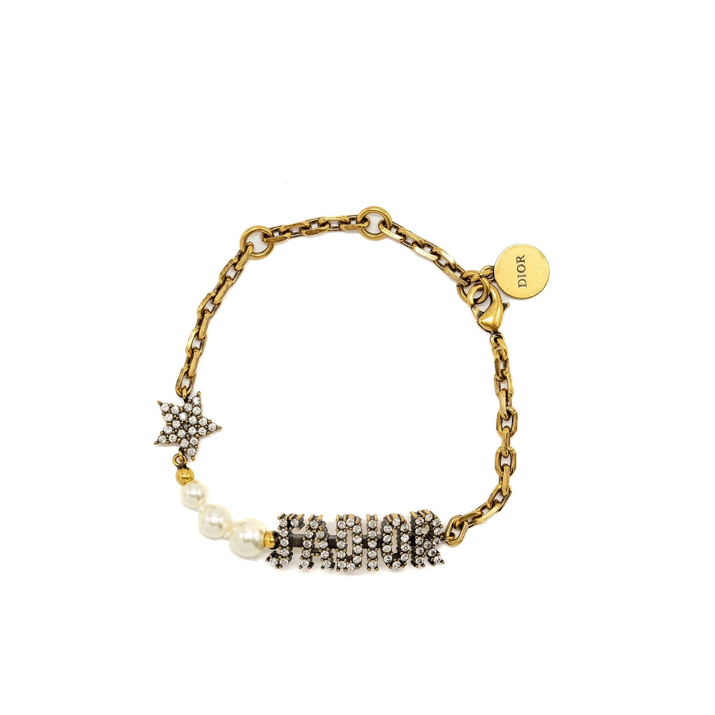 Luxury Dior J'aLuxury Dior Star/Pearl Crystal Bracelet Gold Tone