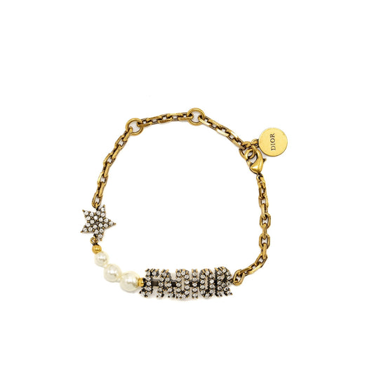 Luxury Dior J'aLuxury Dior Star/Pearl Crystal Bracelet Gold Tone