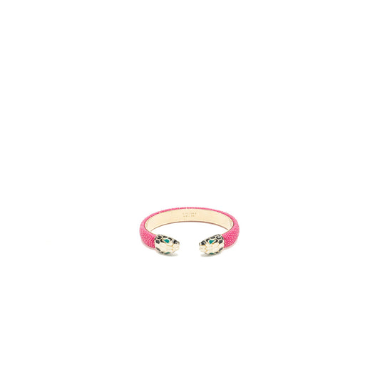 Bvlgari size medium Serpenti Forever Bracelet Pink/ Galuchat Light Gold Tone