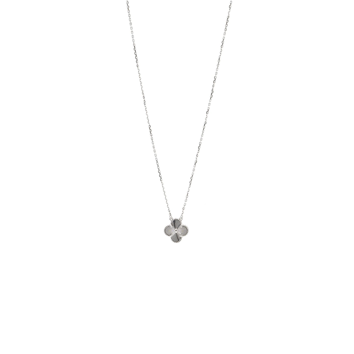 Van Cleef & Arpels Vintage Alhambra Pendant White Gold Guilloche