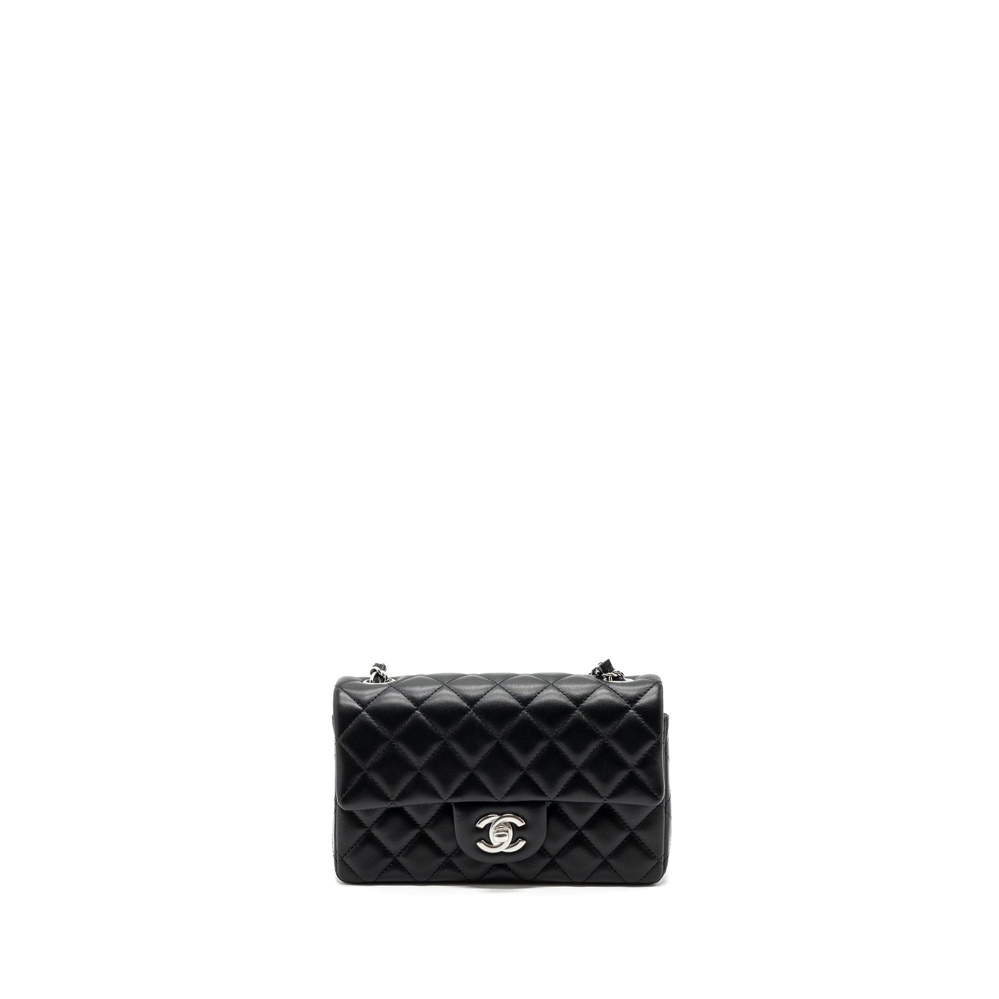Chanel mini rectangular flap bag lambskin black SHW (MICrochip)