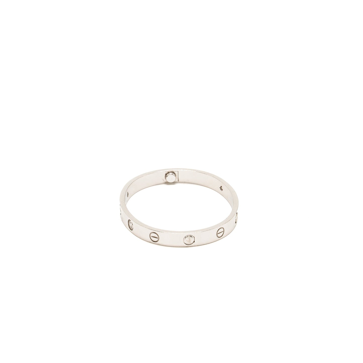 Cartier size 16 love bracelet white gold with 4 diamonds