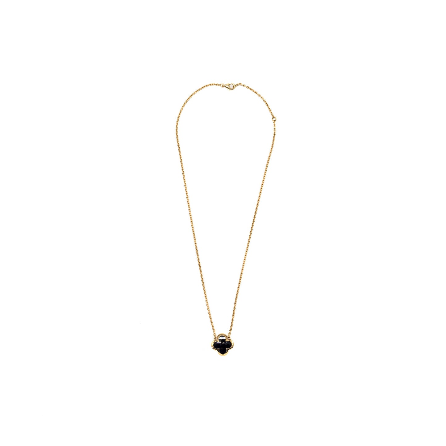 Van Cleef and Arpels Pure Alhambra Pendant Onyx Yellow Gold