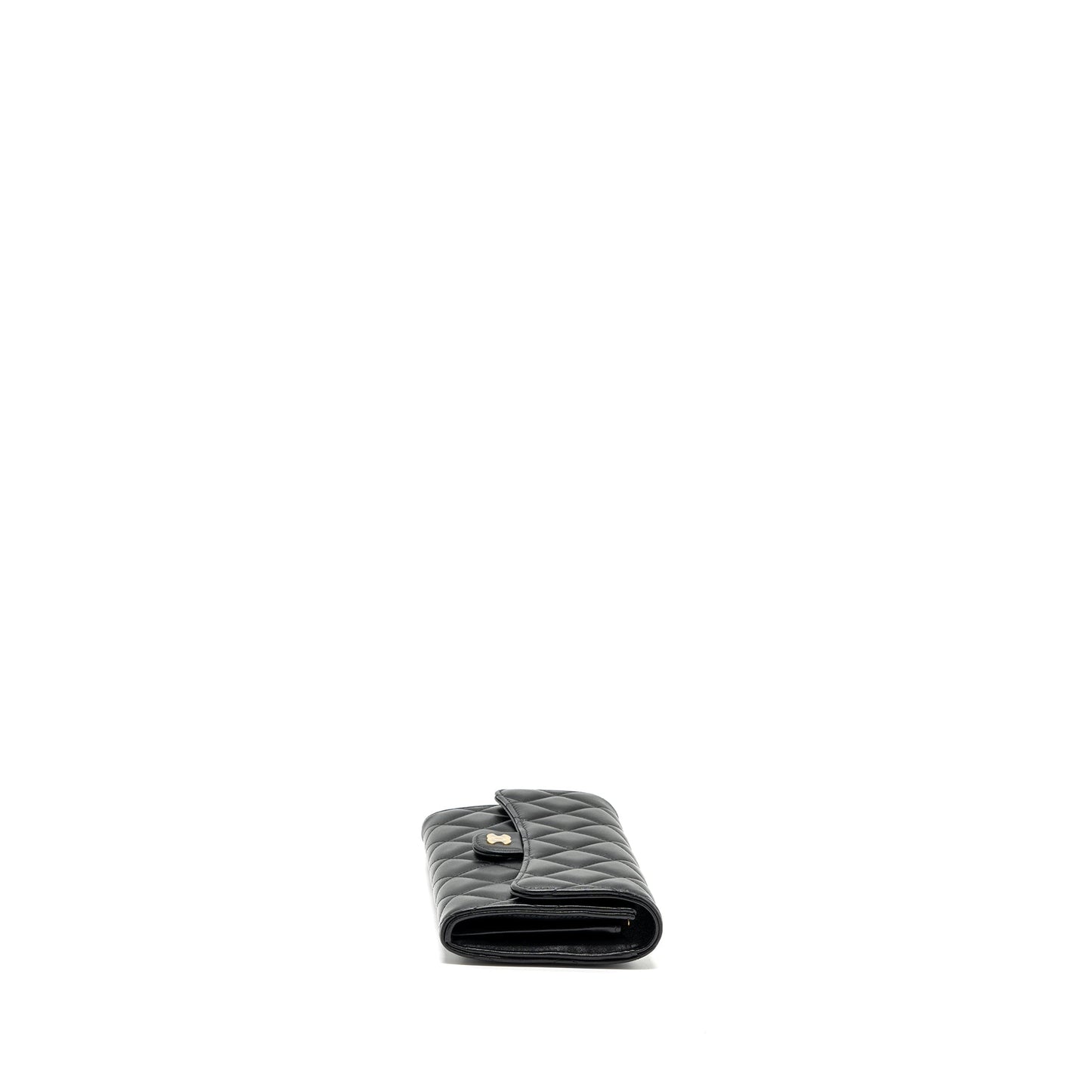 Chanel classic long flap wallet lambskin black GHW (microchip)