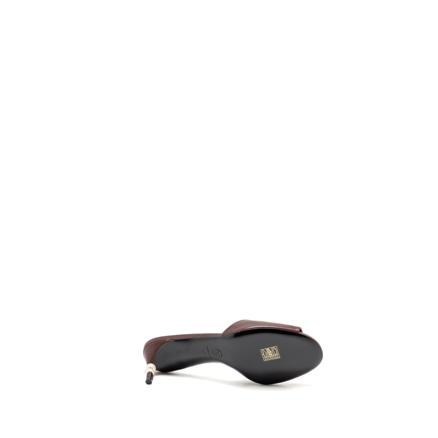 Chanel Size 39 Mule/Sandals with Pearl heels Lambskin Burgundy