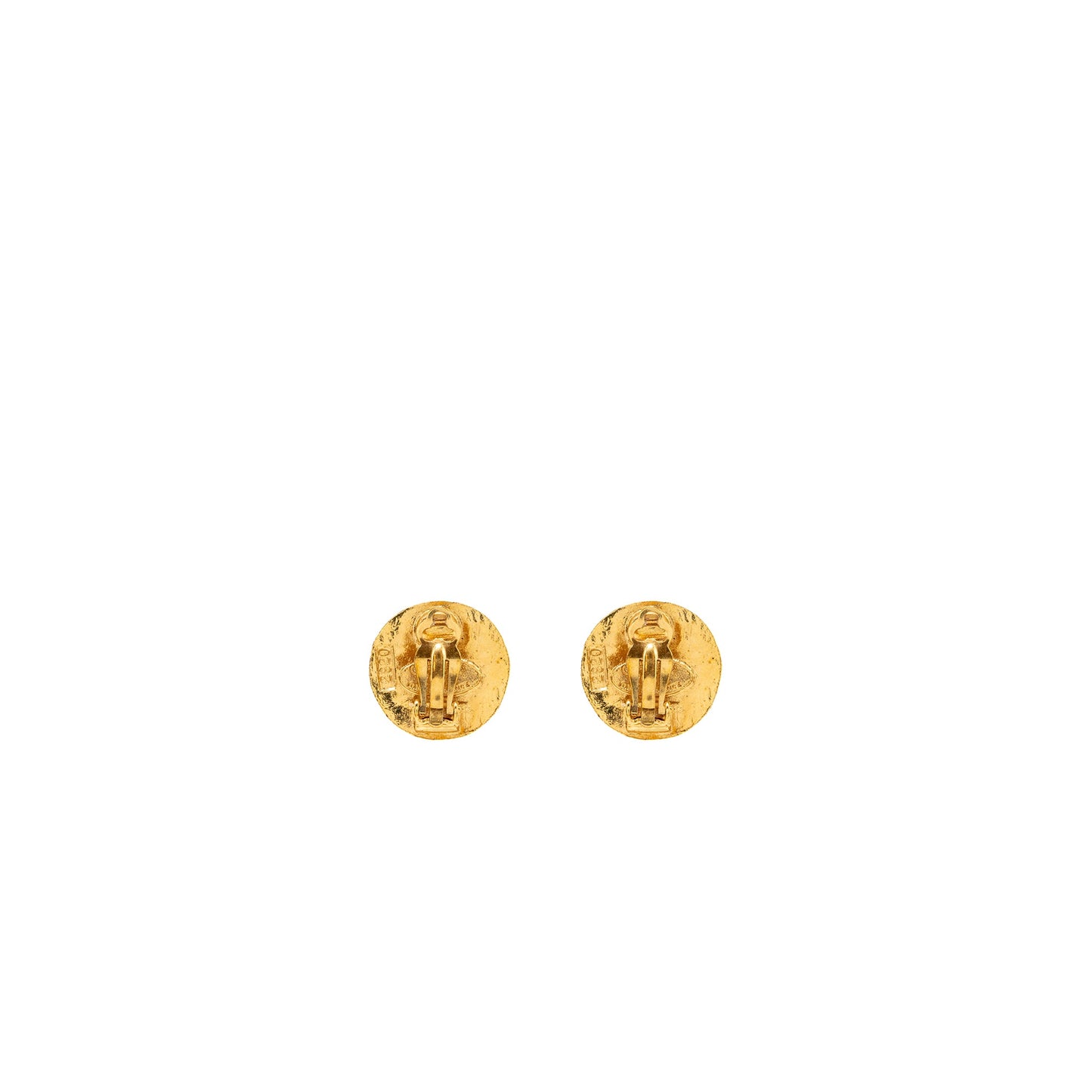 Chanel vintage round CC logo earclip gold tone
