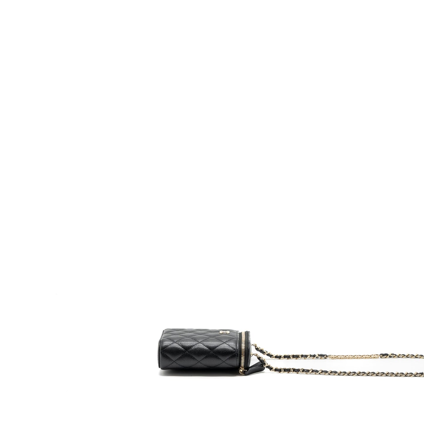 Chanel Vanity Case with Detail CC logo on Chain Caviar Black LGHW