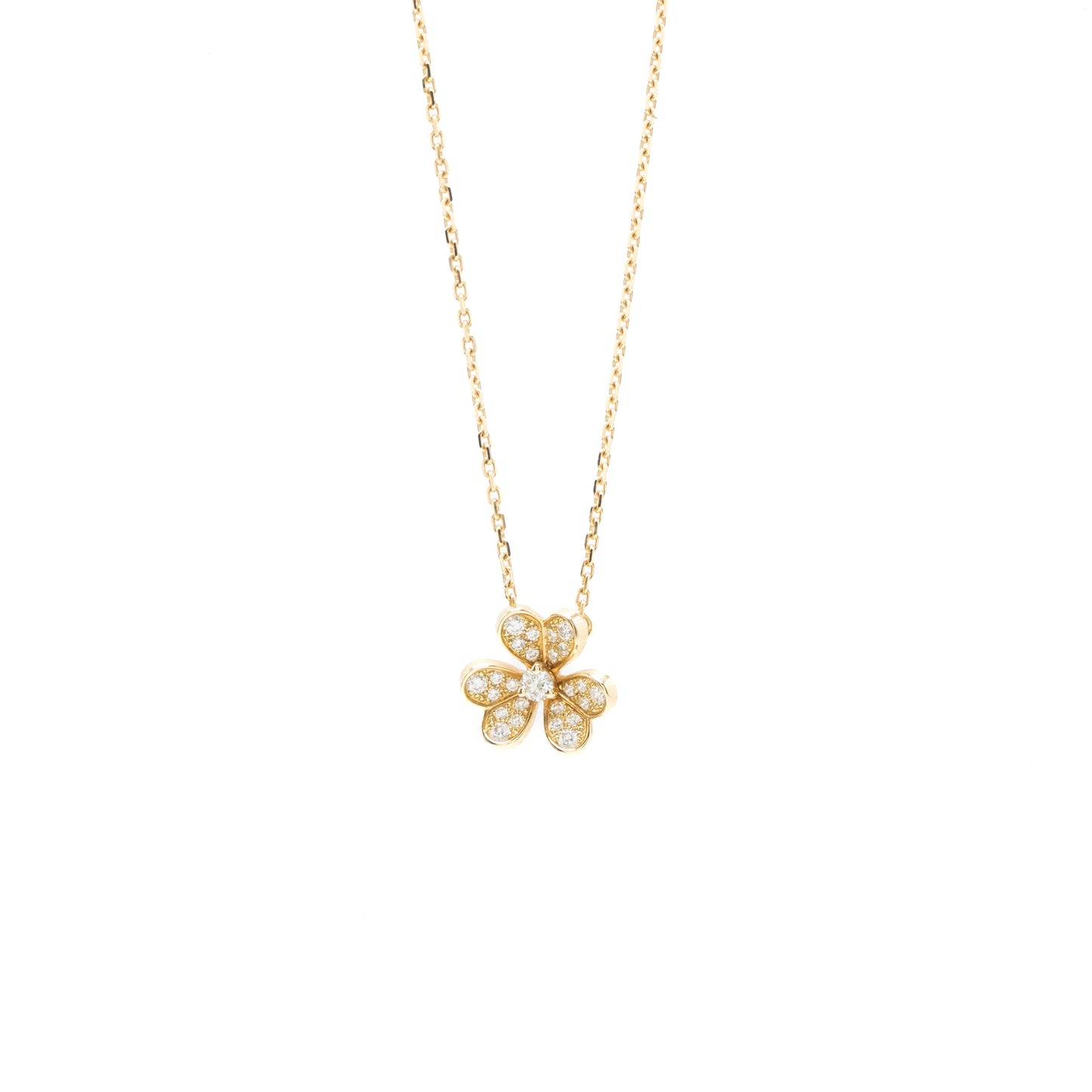 Van Cleef & Arpels Frivole Pendant, Mini Model Yellow Gold Diamonds