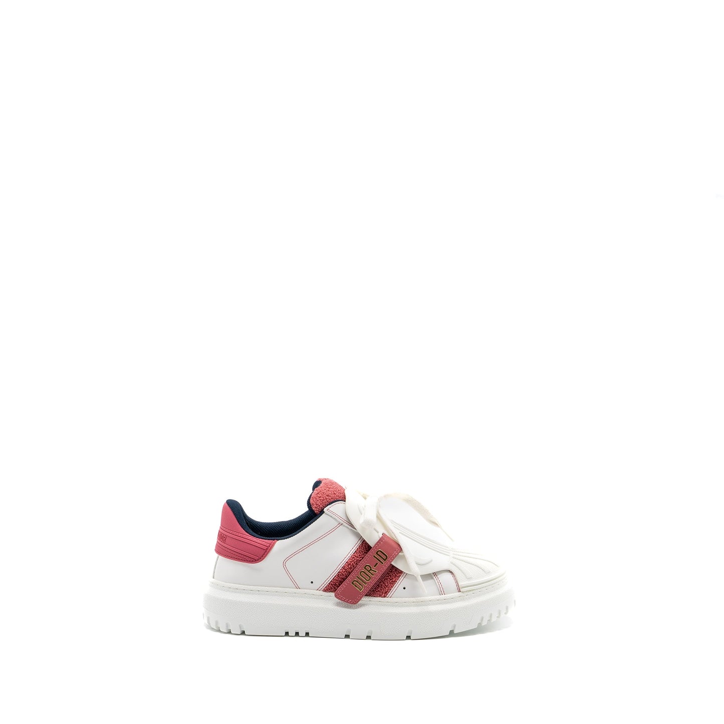 Dior Size 37.5 Dior-ID Sneaker Suede / Fabric White/ Pink