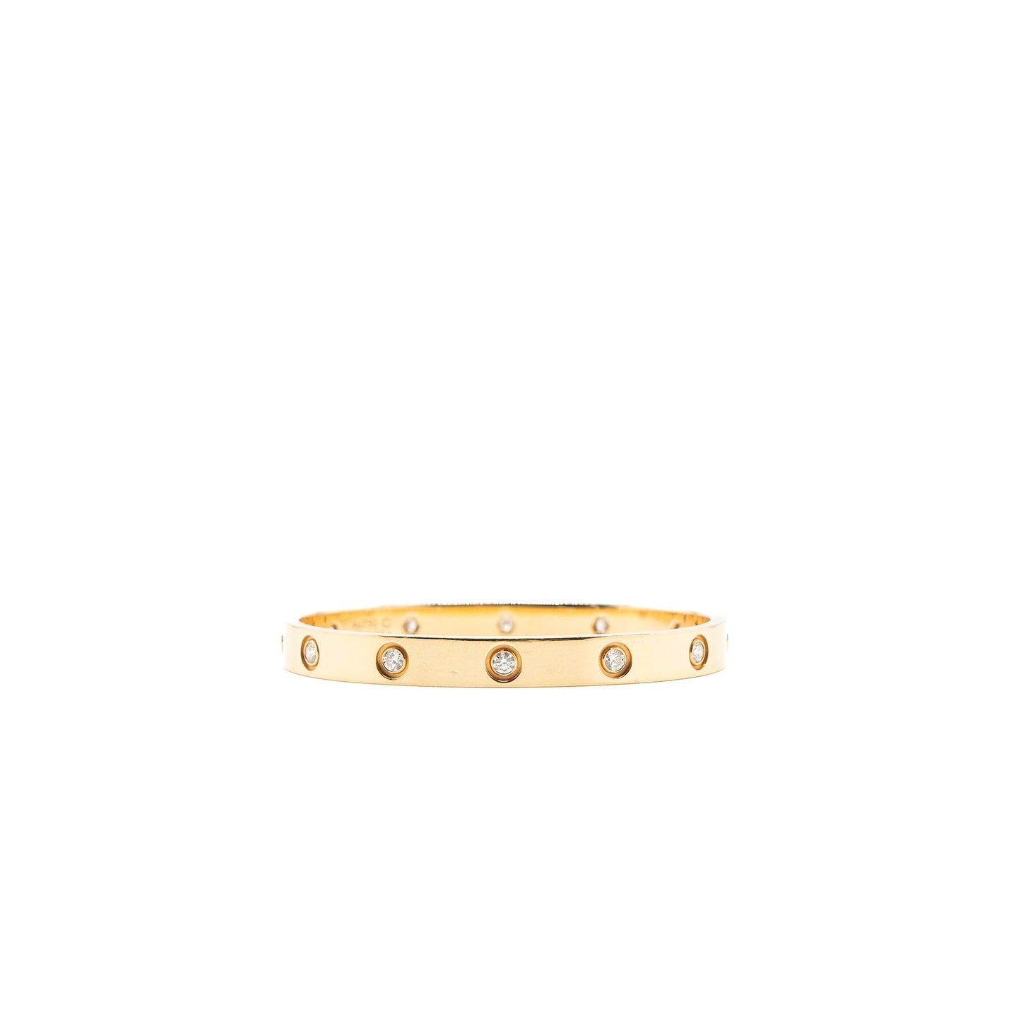Cartier Size 16 Love Bracelet Rose Gold 10 Diamonds