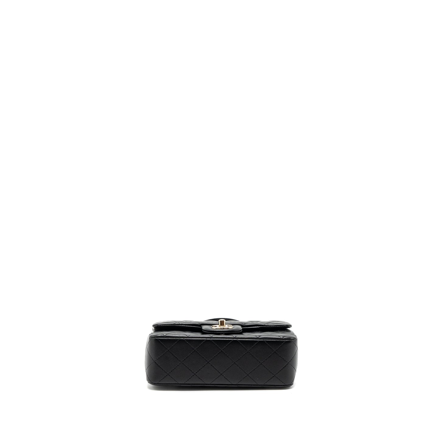 Chanel top handle mini rectangular flap bag lambskin black LGHW (microchip)