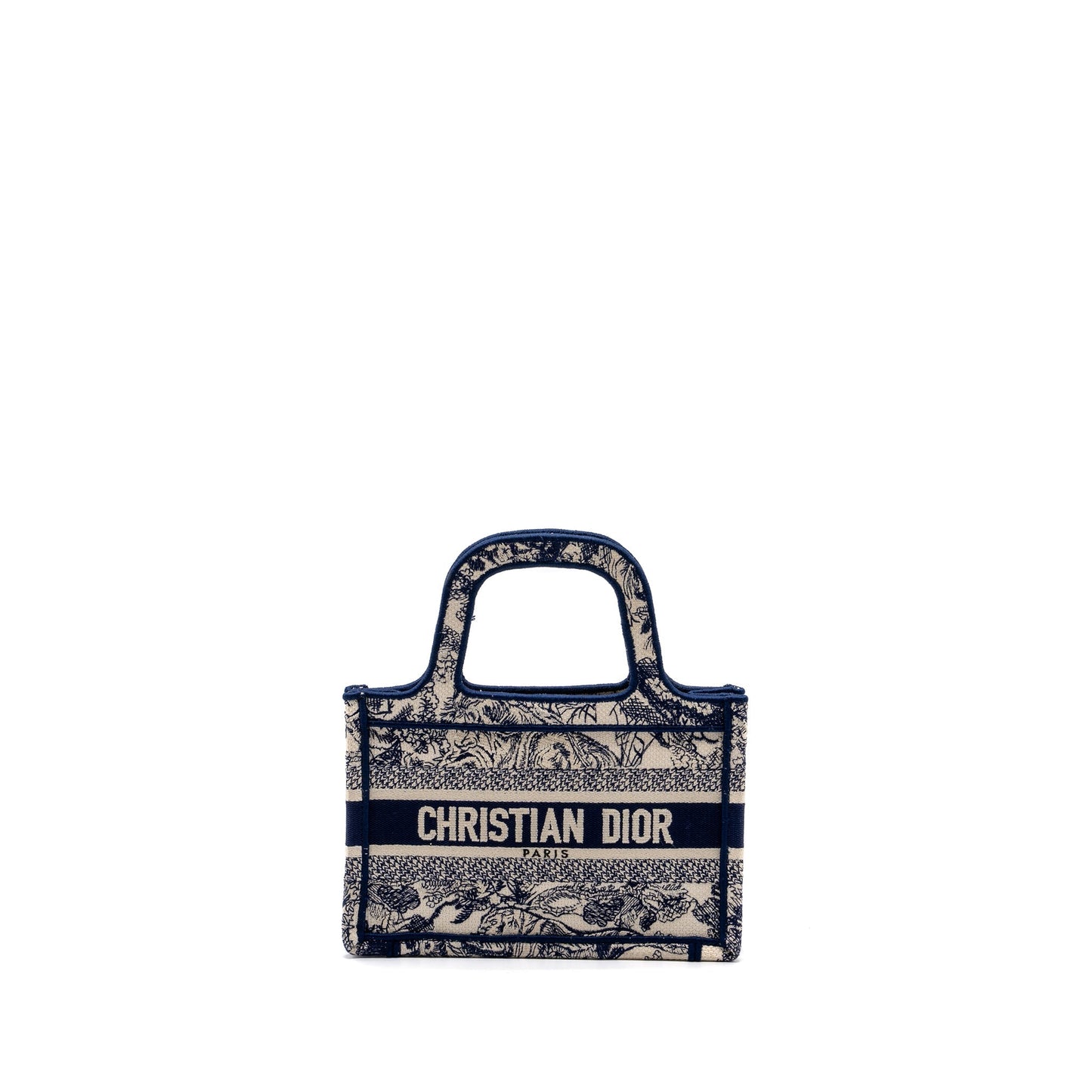 Luxury Dior Mini Book Tote Limited Edition Toile De Jouy Reverse Embroidery